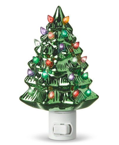 6" Vintage Metallic Green Tree Night Light