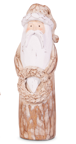 10" Natural Distressed Carved Santa