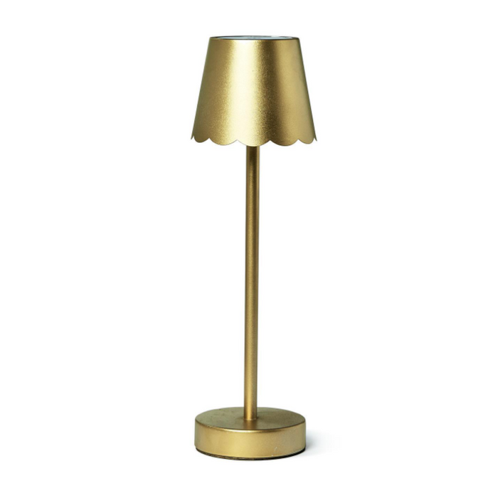 LED Cordless Gold Scallop Shade Table Lamp