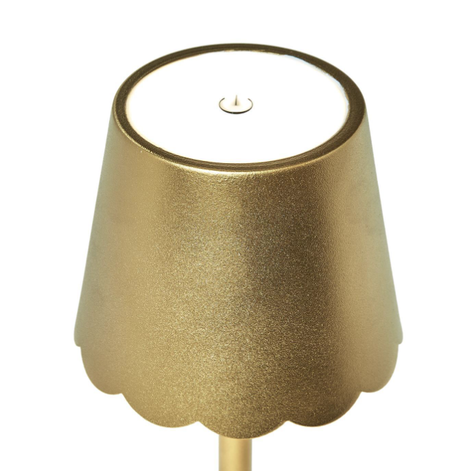 LED Cordless Gold Scallop Shade Table Lamp