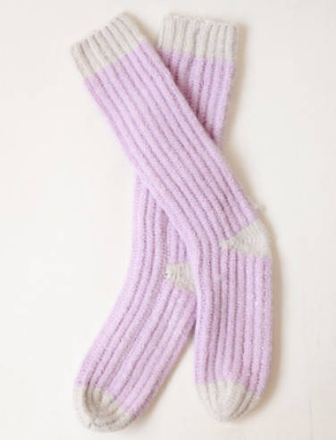Snow Bunny Slipper Sock | Lilac/Fawn