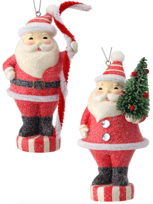 4.5" Peppermint Santa Ornament