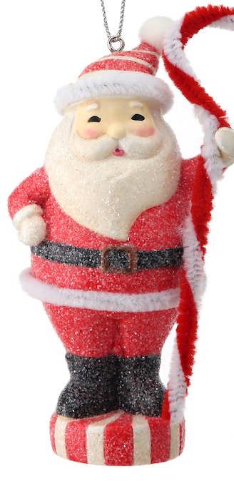 4.5" Peppermint Santa Ornament