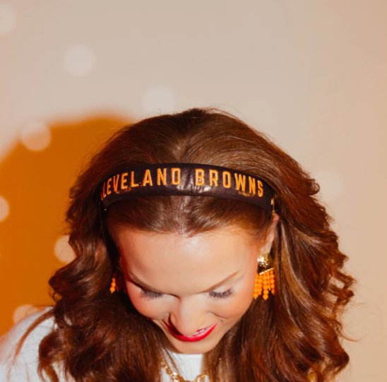 Cle Browns Thin Embroidered Headband