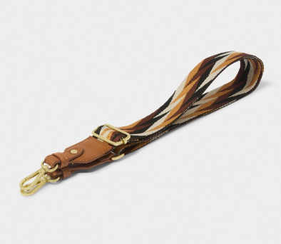 Canvas Bag Strap | Cognac Geometric