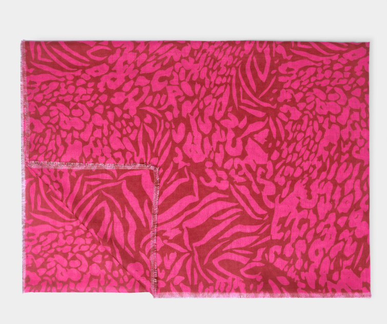 Printed Scarf | Red/Fuchsia Animal