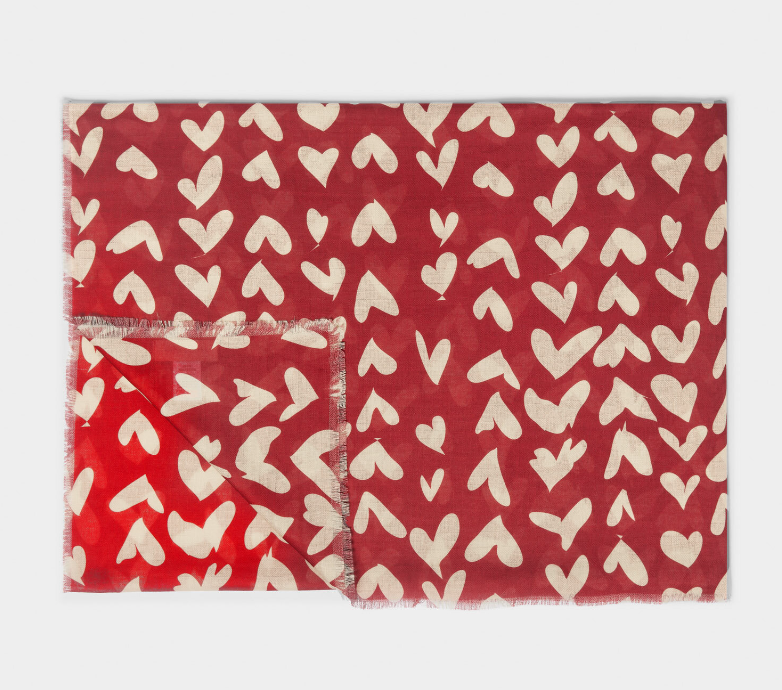 Printed Scarf | Red Abstract Heart