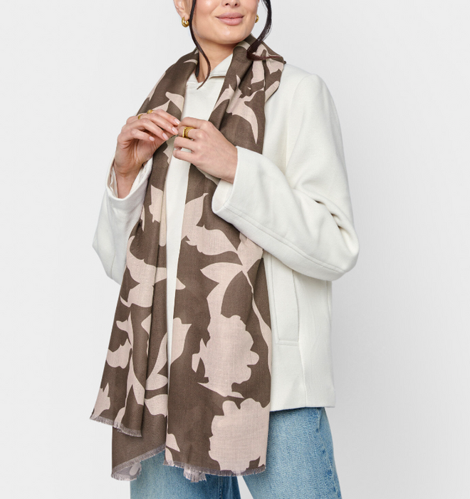 Printed Scarf | Chocolate Abstract Floral