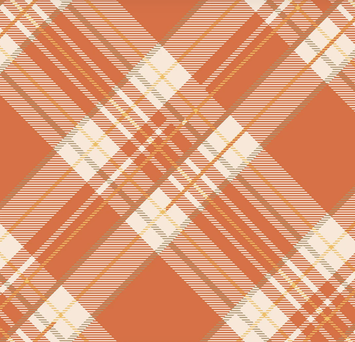 Orange Plaid Cocktail Napkin