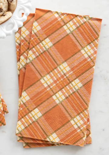 Orange Plaid Guest Napkin