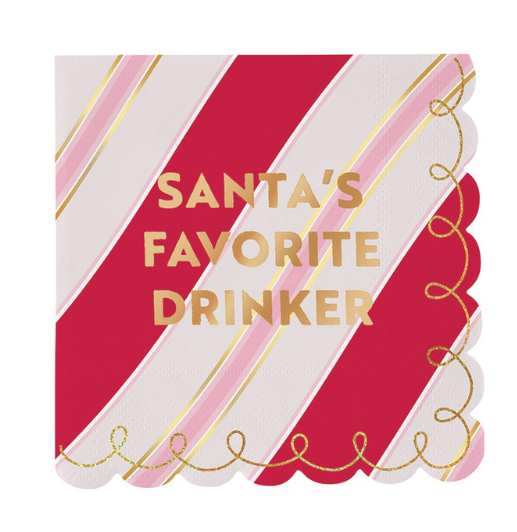 Scalloped Santa's Fav Drinker Napkins