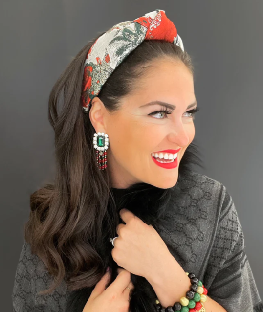 Winter Poinsettia Brocade Headband