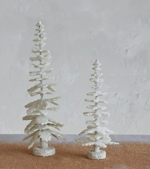 12" Lg Cream Glitter Paper Tree
