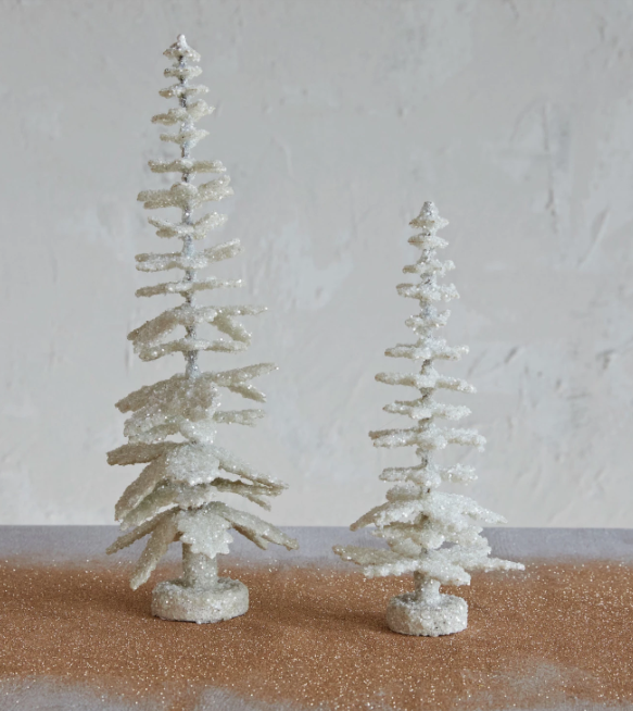 9" Med Cream Glitter Paper Tree