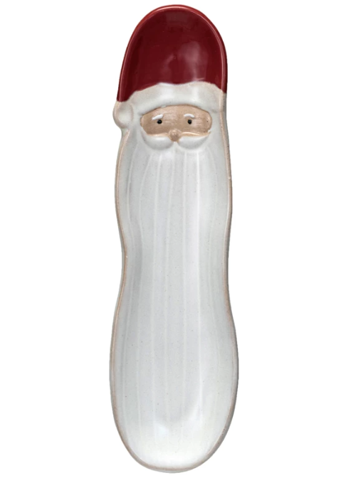 White Santa Shaped Stoneware Plate