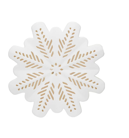 8" Lg LED Bisque Stoneware Snowflake