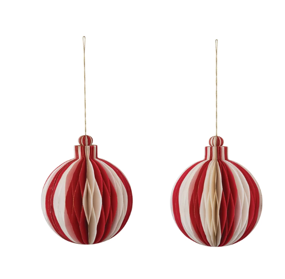 7.5" Red/Gold Round Honeycomb Ornament
