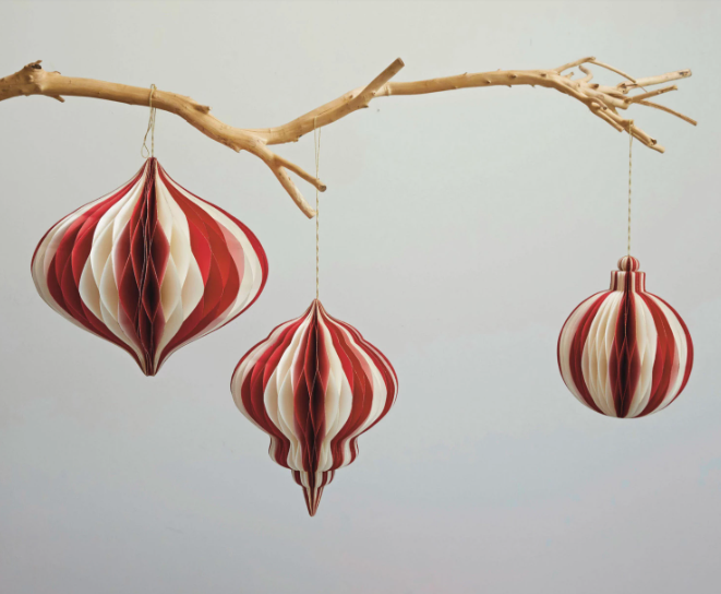 7.5" Red/Gold Round Honeycomb Ornament