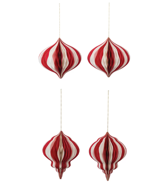 12" Red/Gold Honeycomb Ornament