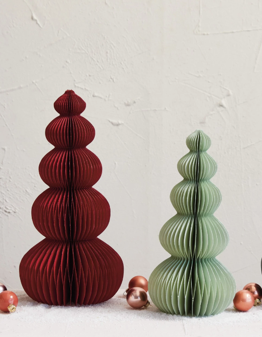 14" Red Paper Honeycomb Tree