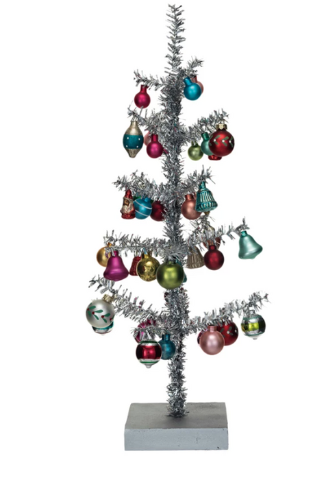 20" Tinsel Tree w/Ornaments