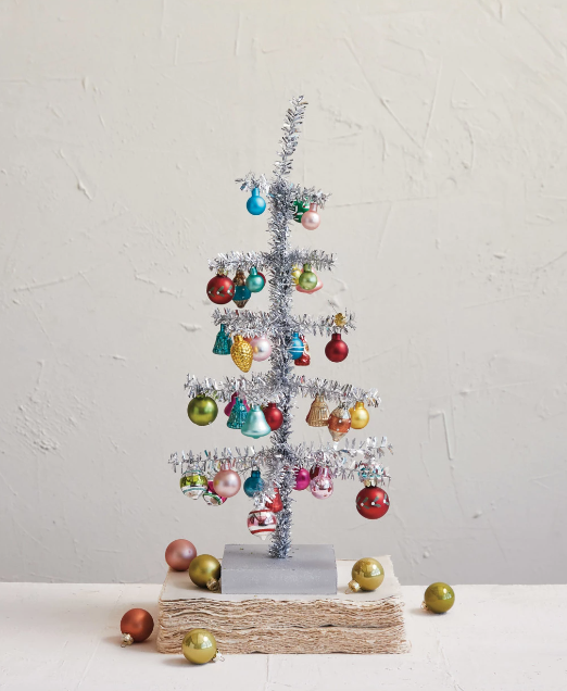 20" Tinsel Tree w/Ornaments