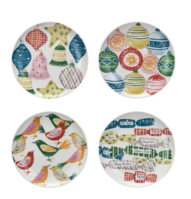4" Stoneware Holiday Plate | Turtle Dove