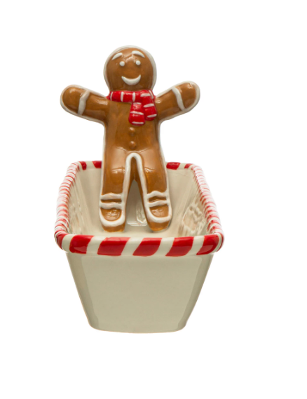 Gingerbread Man Ceramic Cracker Tray
