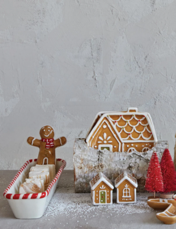 Gingerbread Man Ceramic Cracker Tray