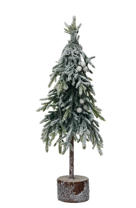 18" Faux Fir Tree w/Snow