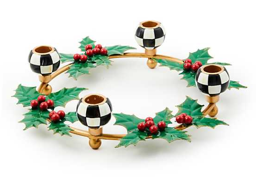 Holly Leaf Metal Ring Candle Holder