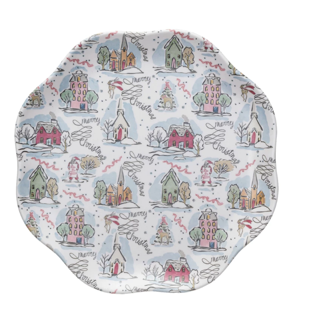 Holiday Melamine Scalloped Plate