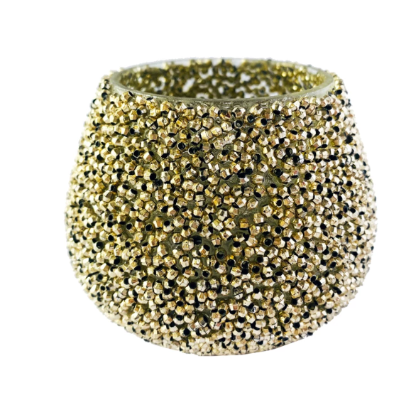 Gold Beaded Votive Holder