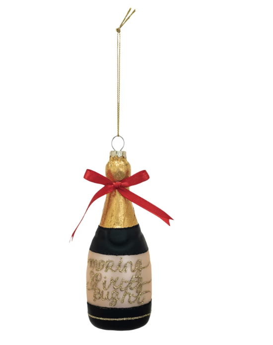Glass Champagne Bottle Ornament
