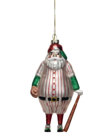 Baseball Outfitted Santa Ornament