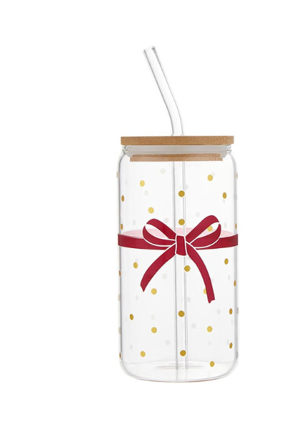 Glass Red Bow Tumbler