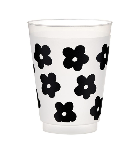 Black Flower Frost Cup (Set of 8)