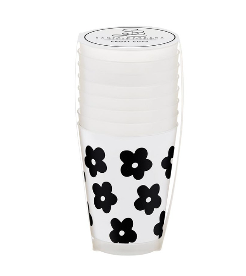 Black Flower Frost Cup (Set of 8)