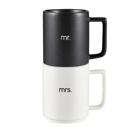Mr Mrs Stackable Mug Set