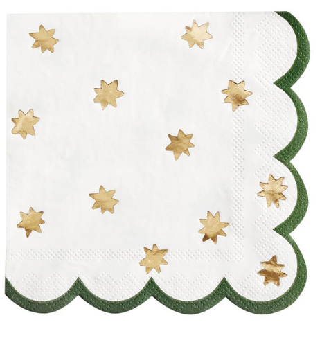 Scallop Edge Gold Star Cocktail Napkin