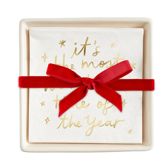 Most Wonderful Cocktail Napkin in Ceramic Tray
