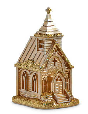 4.5" Golden Church Ornament
