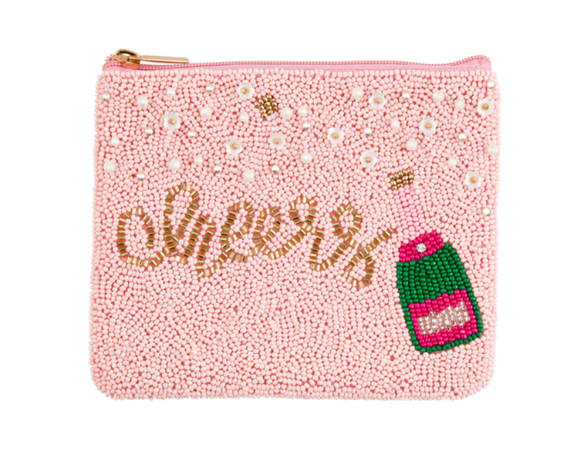 Cheers Holiday Beaded Coin Purse