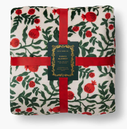 Christmastide Pomegranate Fleece Blanket