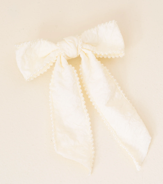 Cream Pearl Hair Bow