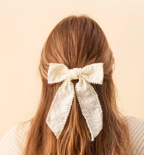 Cream Pearl Hair Bow