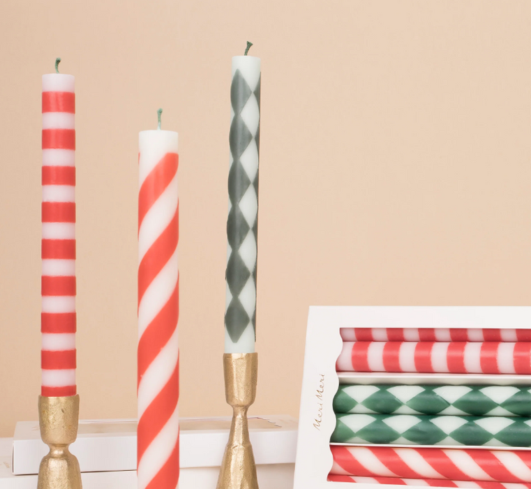 Festive Stripe Table Candles