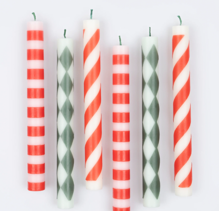 Festive Stripe Table Candles