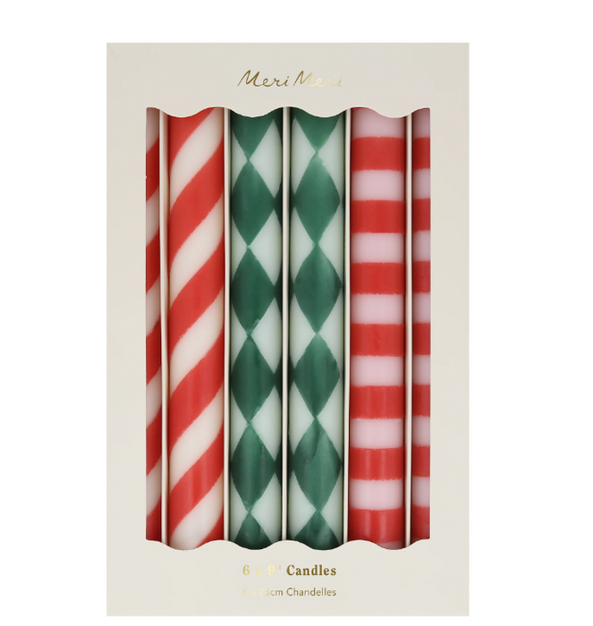 Festive Stripe Table Candles