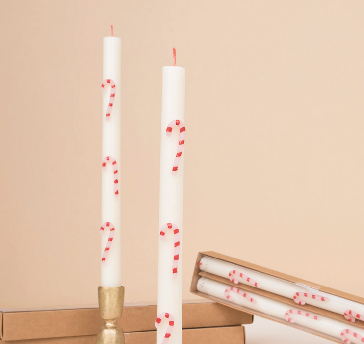 Candy Cane Taper Candles
